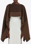 Ferragamo Jacquard Wool Cape In Brown