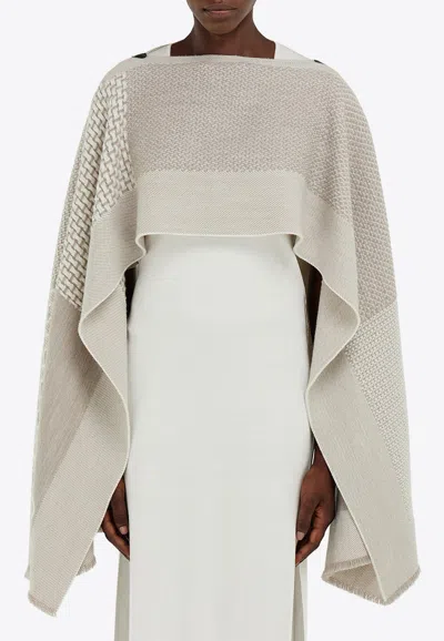 Ferragamo Jacquard Wool Cape In White