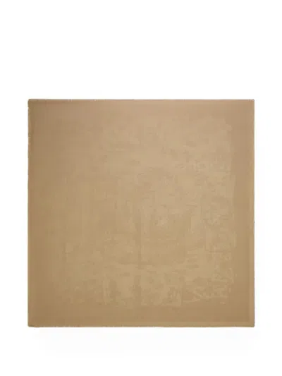 Ferragamo Jacquard-knit Frayed-edge Scarf In Brown