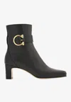 Ferragamo Gancini Ornament Mid Heel Ankle Boot