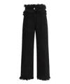 Ferragamo Frayed High-rise Straight-leg Pants In Black
