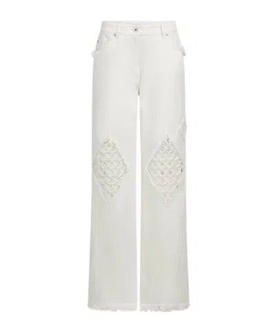Ferragamo Jeans With Frayed Detail In White