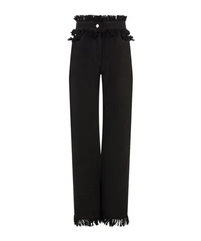 Ferragamo Jeans With Fringe Detail In Black