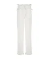 Ferragamo High Waist Wide Leg Trousers With Frayed Hem In White