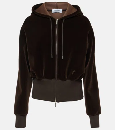 Ferragamo Kapuzenjacke Aus Samt In Brown