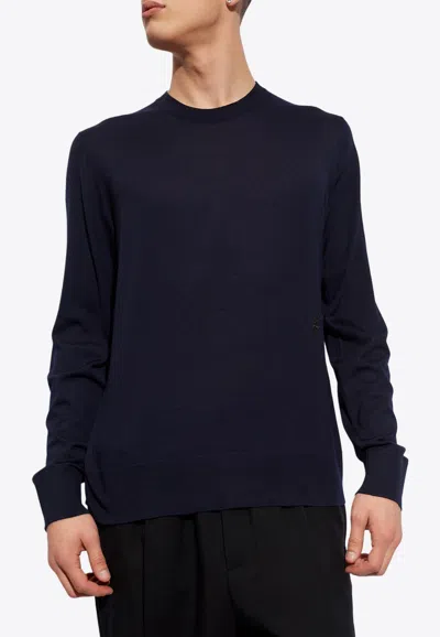 Ferragamo Jersey Wool Logo Sweater In Navy