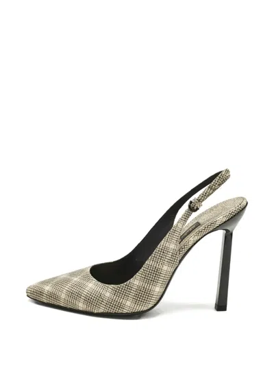 Pre-owned Ferragamo Jessie X5 Slingback Pumps In Neutral