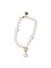 Ferragamo Pearl And Gold-tone Hardware Necklace In Metallic