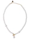 Ferragamo Necklace With Pendant Detail And Pearl Beads In Metallic
