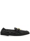 Ferragamo Gancini Leather Loafers With Round Toe In Black
