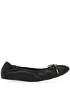 Ferragamo Elasticated Nappa Leather Ballet Flats In Black