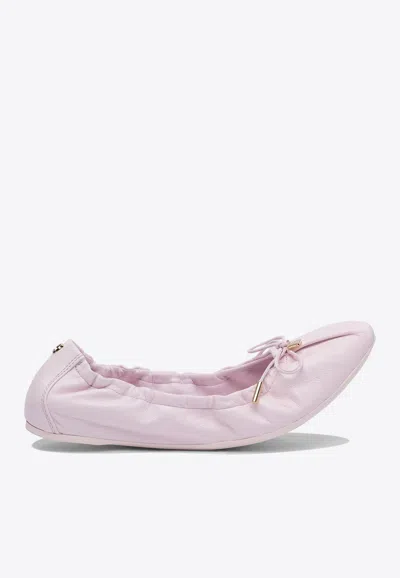 Ferragamo Joelle Elasticated Ballet Flats In Pink