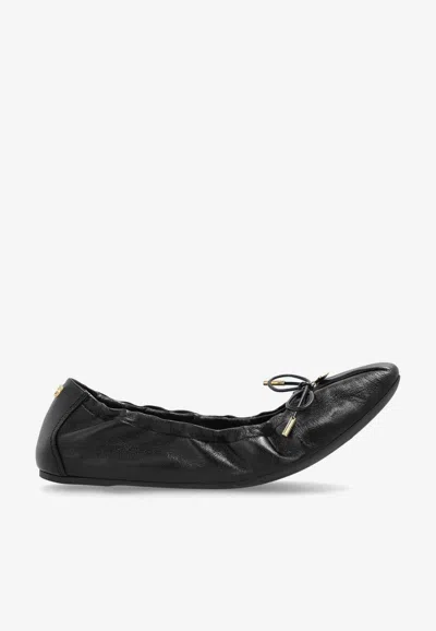 FERRAGAMO JOELLE LEATHER BALLET FLATS