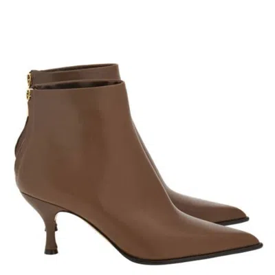 Ferragamo Joelle Pointed Ankle Boots In Brown