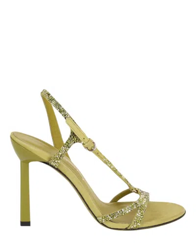 Ferragamo Jole X5 Crystal Embellished Heels In Green