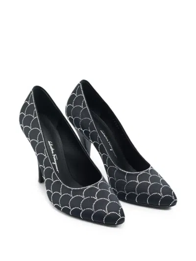 Pre-owned Ferragamo Judy Crystal-embellished Pumps In Black