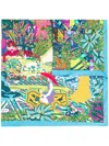Ferragamo Jungle Print Scarf In 蓝色