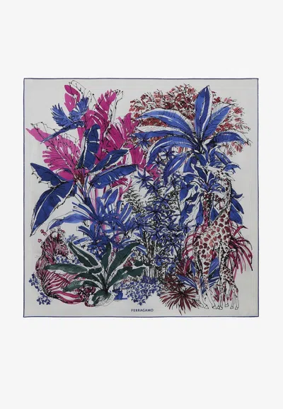 Ferragamo Jungle Print Silk Scarf In Multicolor