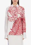 Ferragamo Jungle Print Silk Shirt In Red