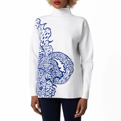Ferragamo Jungle Print Turtleneck Sweater In White