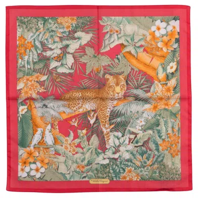 Pre-owned Ferragamo "jungle" Red Cotton Scarf