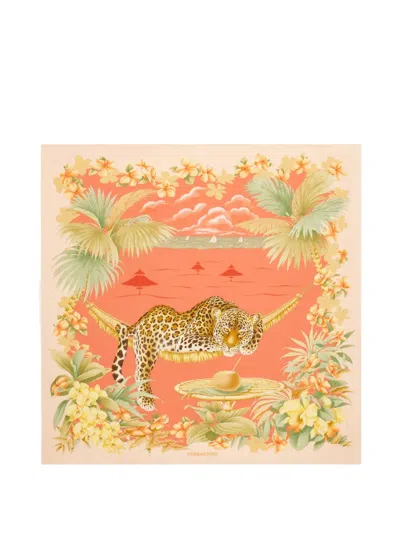 Ferragamo Jungle-print Silk Foulard In Multi