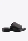 Ferragamo Logo Embossed Leather Slides