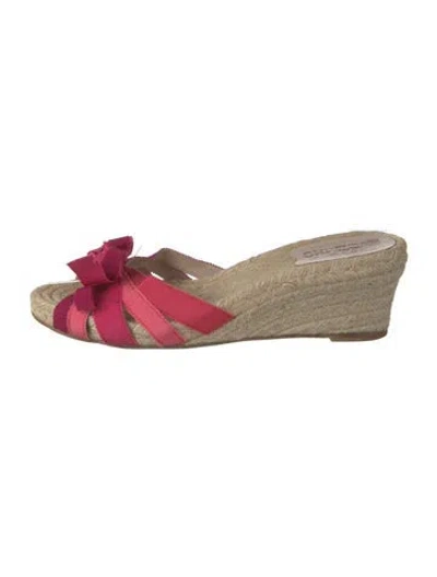 Pre-owned Ferragamo Jute Bow Accents Espadrilles In Neutrals/pink