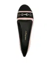 Ferragamo Kacy Bicolor Gancini Ballerina Flats In Black