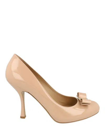 Ferragamo Kali Patent Leather Pumps In Brown