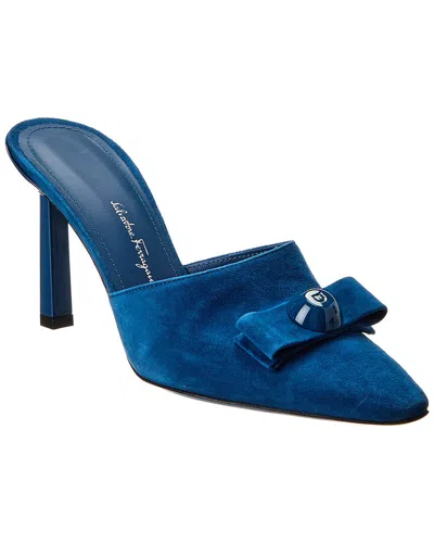 Ferragamo Kara Suede Mule In Blue
