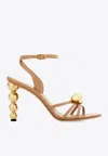 Ferragamo Karina Embellished Leather Sandals In Sand