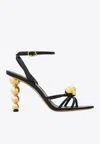 Ferragamo Karina Strappy Spheres Ankle-strap Sandals In Black