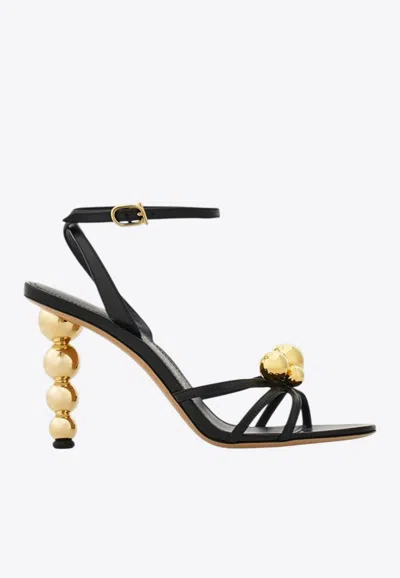 Ferragamo Karina 95 Spherical Heel Leather Sandals In Black