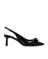 Ferragamo Arlene Bow Patent Slingback Pump In Black