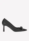 Ferragamo Katrin Patent Bow Pumps In Black