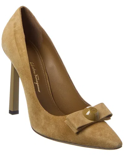 Ferragamo Katrin X5 Suede Pump In Brown