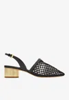 Ferragamo Mesh And Leather Slingback Sandals