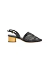 Ferragamo Mesh And Leather Slingback Sandals In Black