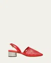 Ferragamo Kay Net Slingback Pumps In Flame Red