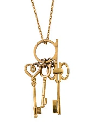 Pre-owned Ferragamo Key And Charms Pendant Necklace, 36" In Multi
