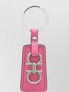 Ferragamo Keyring With Metal Detailing And Textured Surface In Pink