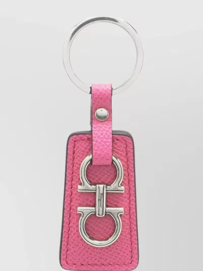 Ferragamo Keyring With Metal Detailing And Textured Surface In Multicolor