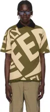 Ferragamo Khaki & Beige Graphic Print T-shirt In Olive/stone