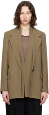 Ferragamo Khaki Single Breasted Blazer In Brown