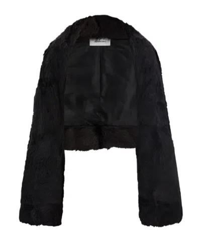 Ferragamo Kid Skin Cropped Jacket In Black