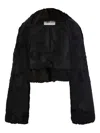Ferragamo Kid Skin Cropped Jacket In Black
