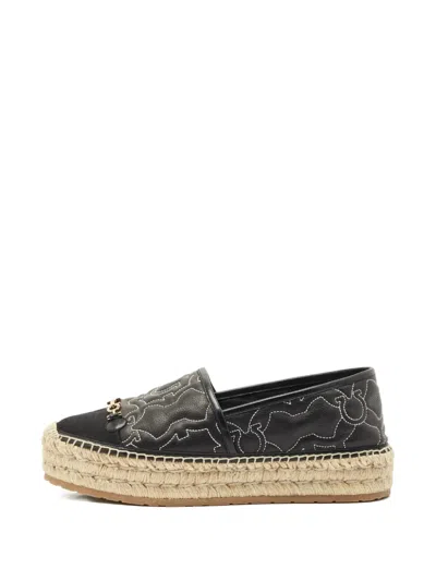 Pre-owned Ferragamo Kim Gal Round-toe Espadrilles In Black