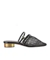 Ferragamo Mesh And Leather Mules In Black