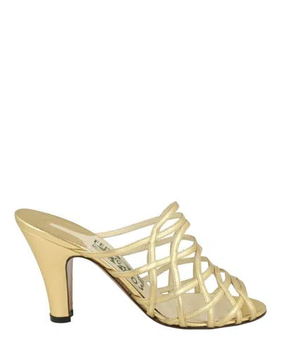 Ferragamo Kimo 2 Strappy Mules In Gold
